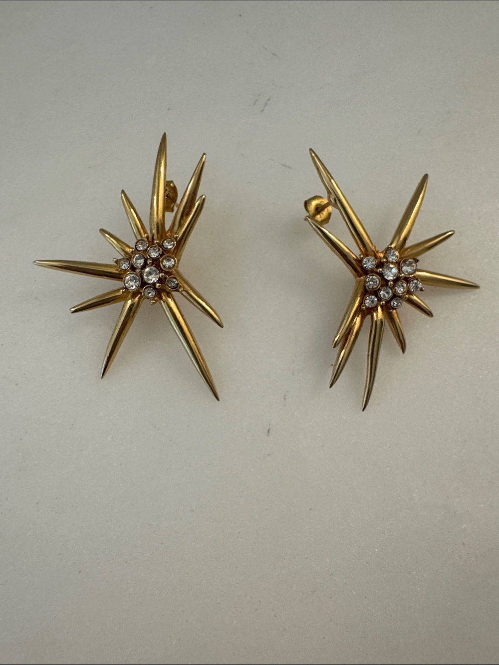 Ciner signed Gold Starburst Crystal Stud Earrings - Women Jewelry